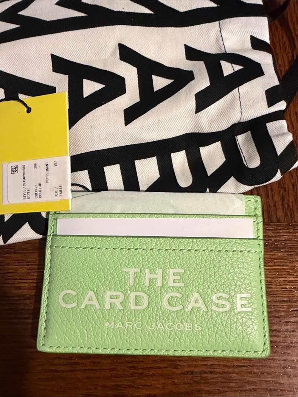 Marc Jacobs Light Green 'The Card Case' Leather Card Holder